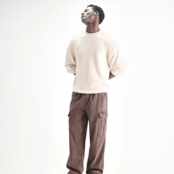 BAGGY FIT MULTIPOCKET CARGO STYLE DENIM HORK - BROWN