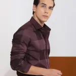 TONAL CHECK SHIRT SANTHE - MAROON