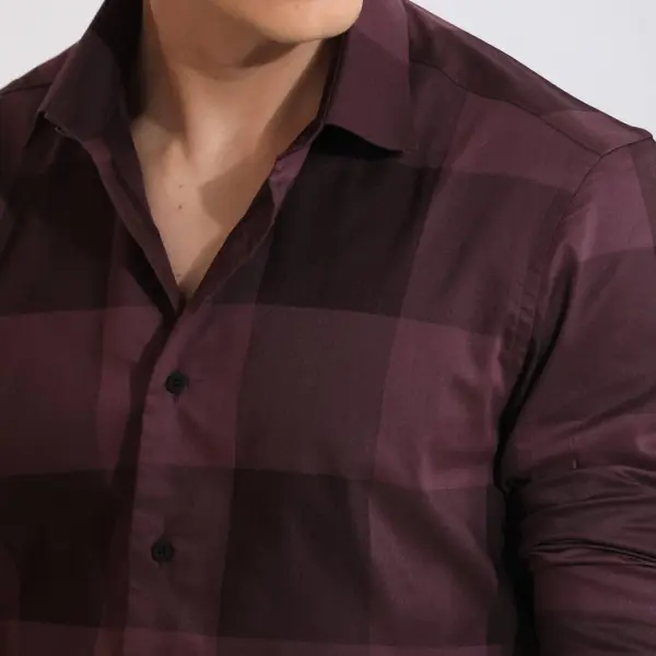 TONAL CHECK SHIRT SANTHE - MAROON
