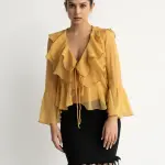Briar Yellow Georgette Ruffled Boho Blouse