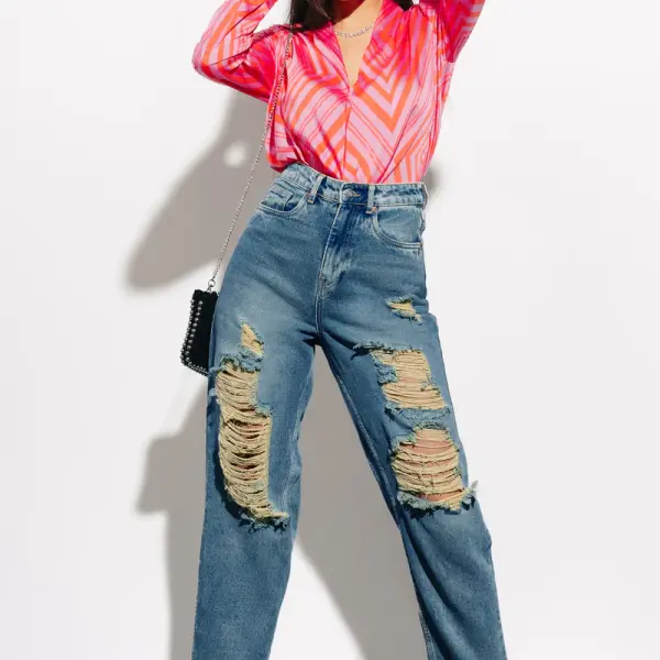 amber distressed women's slouchy jeans