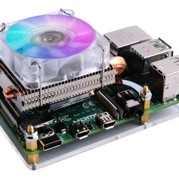 Low-Profile CPU Cooler with RGB Fan for RPi