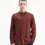 MANDARIN COLLAR DOUBLE LAYER SHIRT LAYERR-MD-26 - RUST