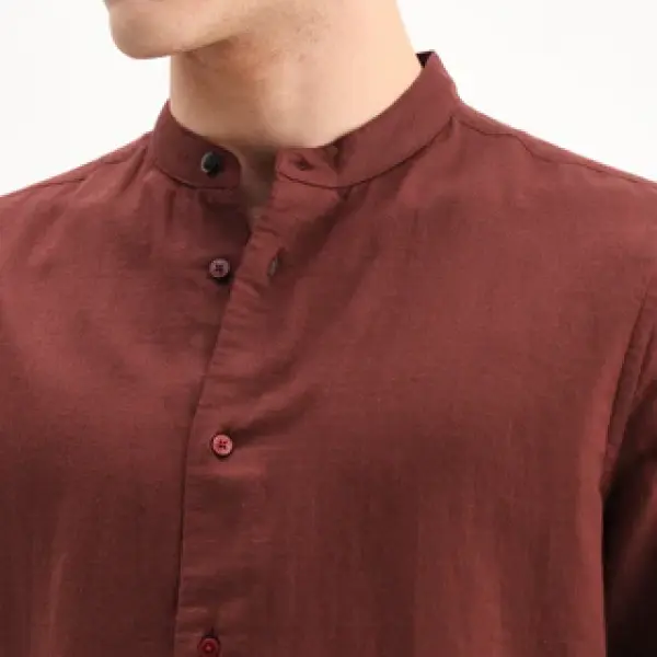 MANDARIN COLLAR DOUBLE LAYER SHIRT LAYERR-MD-26 - RUST