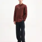 MANDARIN COLLAR DOUBLE LAYER SHIRT LAYERR-MD-26 - RUST