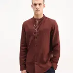 MANDARIN COLLAR DOUBLE LAYER SHIRT LAYERR-MD-26 - RUST