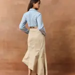 Marion White & Blue Striped Crop Shirt