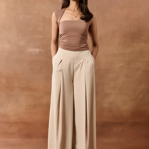 Kaeli Brown Asymmetric Seamless Crop Top