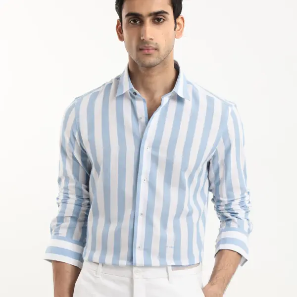 CABANA STRIPE SHIRT LEEDS - BLUE