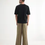 BAGGY FIT MID WASH SOLID DENIM NIOT - KHAKI