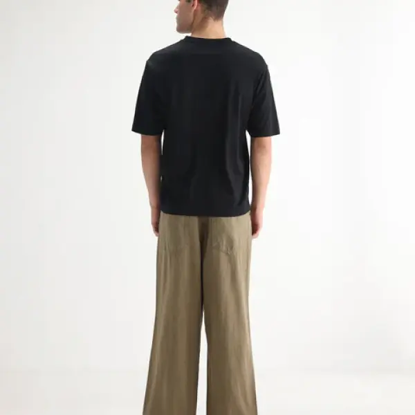BAGGY FIT MID WASH SOLID DENIM NIOT - KHAKI