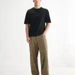 BAGGY FIT MID WASH SOLID DENIM NIOT - KHAKI