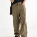 BAGGY FIT MID WASH SOLID DENIM NIOT - KHAKI