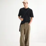 BAGGY FIT MID WASH SOLID DENIM NIOT - KHAKI