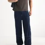 BAGGY FIT PLAIN JEANS ONYX - DARK BLUE