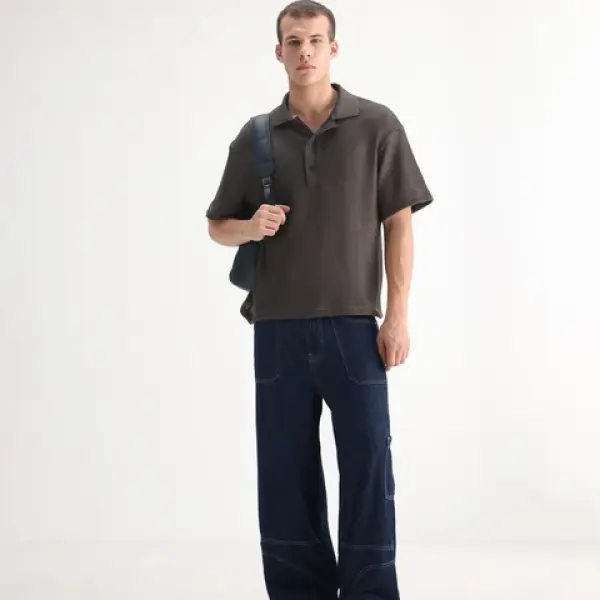 BAGGY FIT PLAIN JEANS ONYX - DARK BLUE