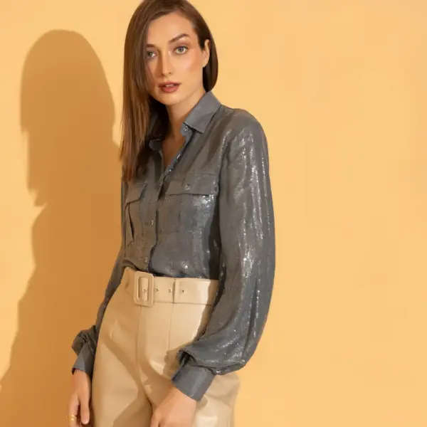Pine Blue Sequins Shirt