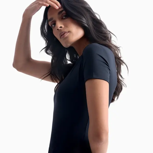 Black Polyamide Fitted T-Shirt
