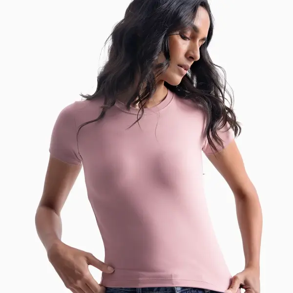 Pink Polyamide Fitted T-Shirt