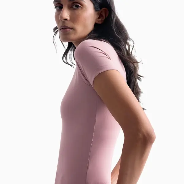 Pink Polyamide Fitted T-Shirt