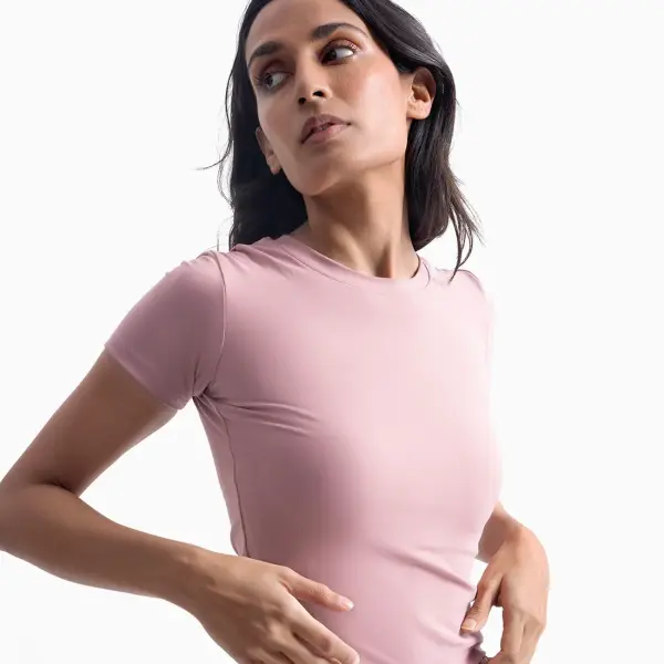 Pink Polyamide Fitted T-Shirt