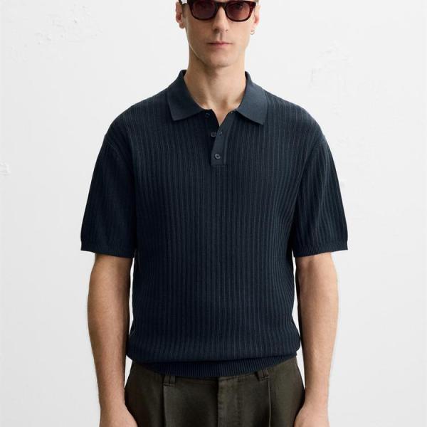 VERTICAL TEXTURED KNIT POLO SHIRT