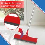 Telescopic Standee Floor Wiper | Adjustable Handle with Durable Rubber Blade (Red & Grey)