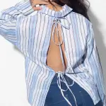 Blue Open Back Shirt