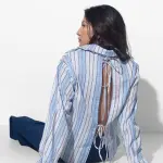 Blue Open Back Shirt