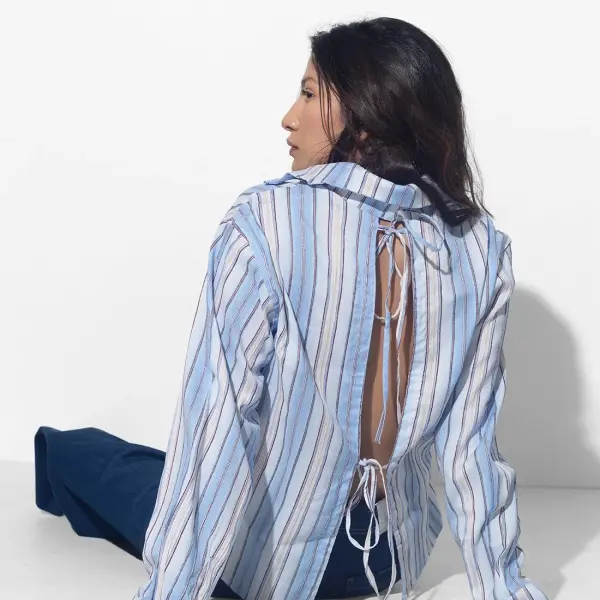 Blue Open Back Shirt