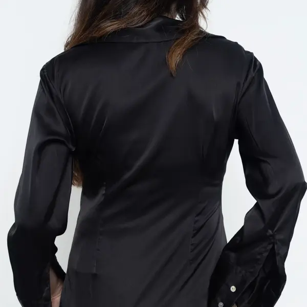 Black Fitted Satin Shirt