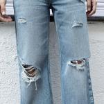 Washed Ripped Straight Fit Jeans