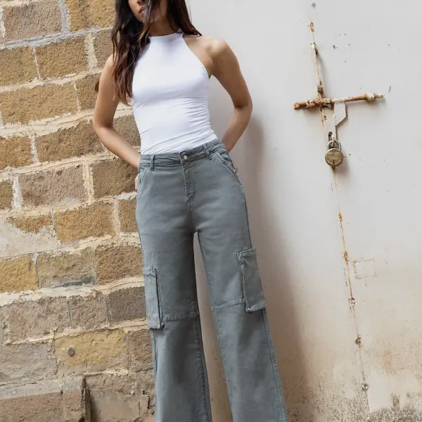Sage Green Cargo Denim