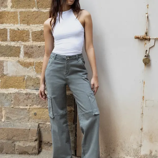Sage Green Cargo Denim