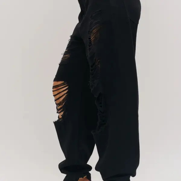 black ripped baggy jeans