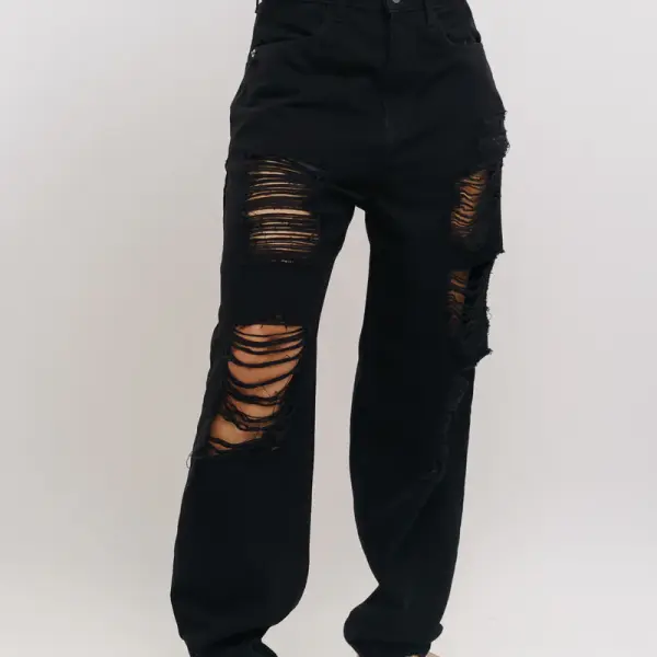 black ripped baggy jeans