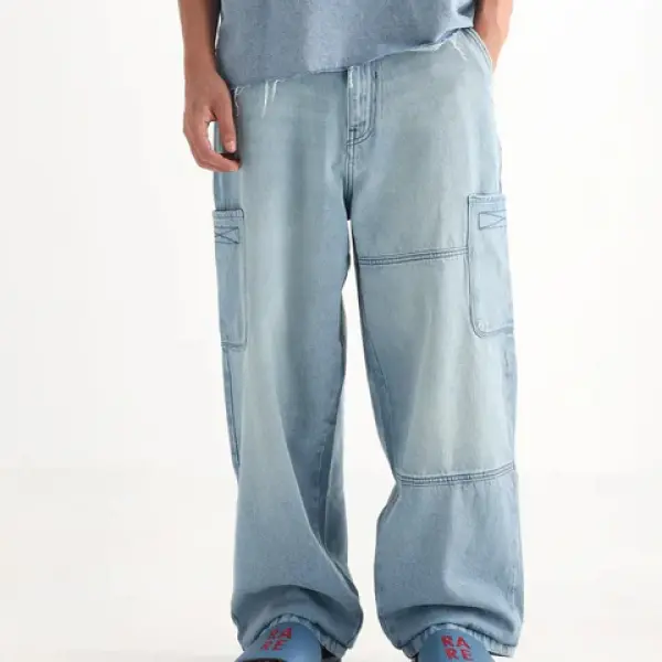 BAGGY FIT SOLID JEANS RUEI - LIGHT BLUE