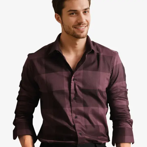 TONAL CHECK SHIRT SANTHE - MAROON