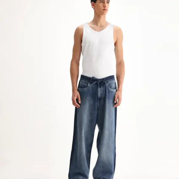 OVERSIZED DENIM WITH DRAW CORD STRITO - LIGHT BLUE