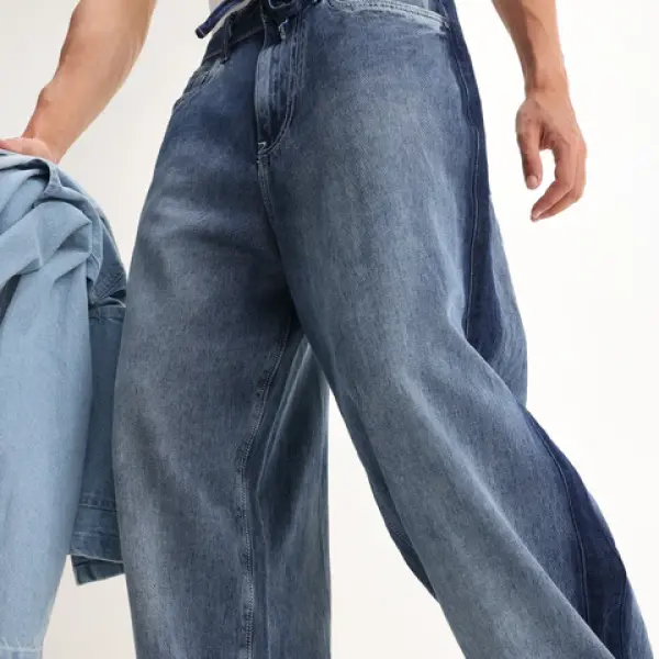 OVERSIZED DENIM WITH DRAW CORD STRITO - LIGHT BLUE