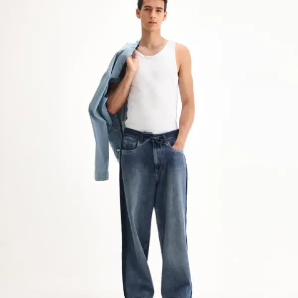 OVERSIZED DENIM WITH DRAW CORD STRITO - LIGHT BLUE