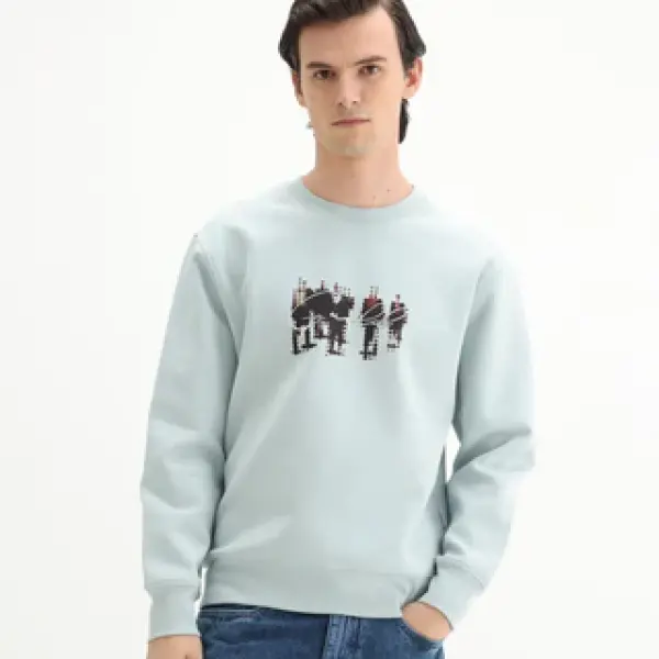 PREMIUM GRAPHIC FOIL PRINT SWEATSHIRT TIVE - DUSKY BLUE
