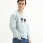 PREMIUM GRAPHIC FOIL PRINT SWEATSHIRT TIVE - DUSKY BLUE