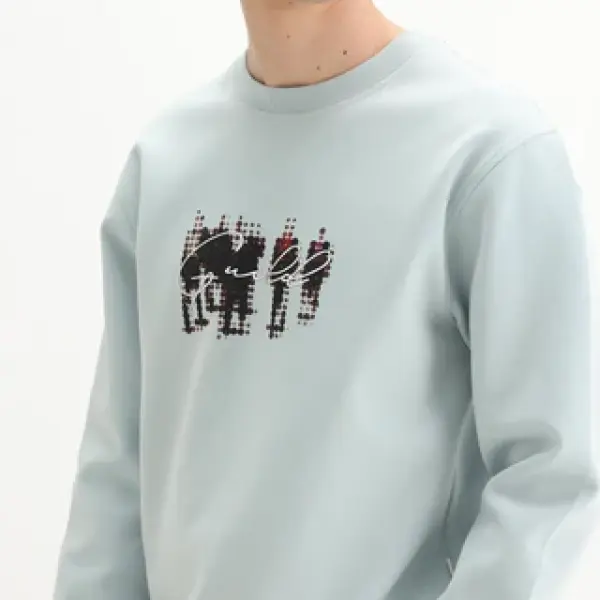 PREMIUM GRAPHIC FOIL PRINT SWEATSHIRT TIVE - DUSKY BLUE