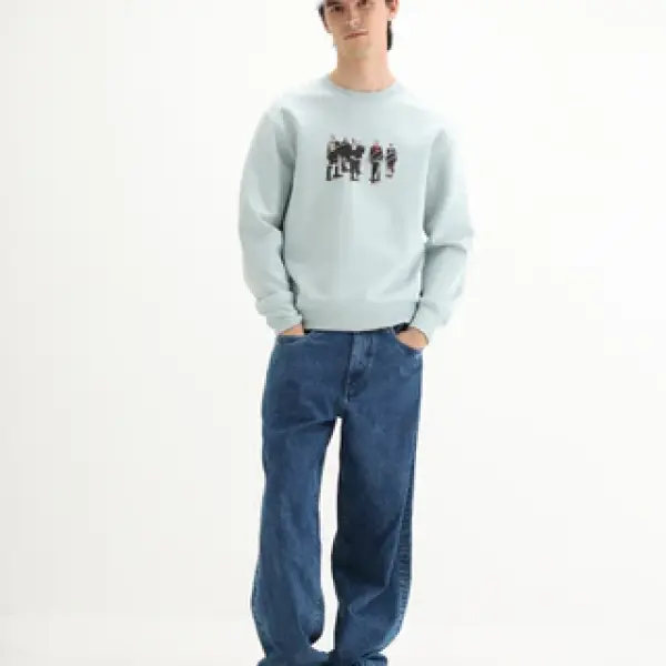 PREMIUM GRAPHIC FOIL PRINT SWEATSHIRT TIVE - DUSKY BLUE