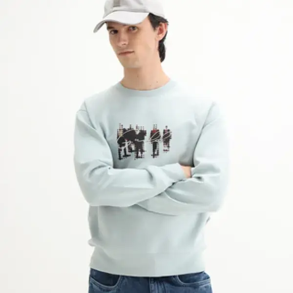 PREMIUM GRAPHIC FOIL PRINT SWEATSHIRT TIVE - DUSKY BLUE