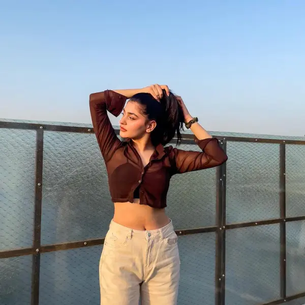 Trixie brown mesh shirt top