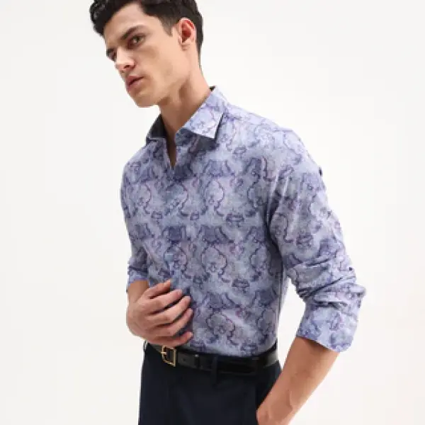 REGULAR FIT PAISLEY PRINT SHIRT VANTO 2 - DUSKY BLUE