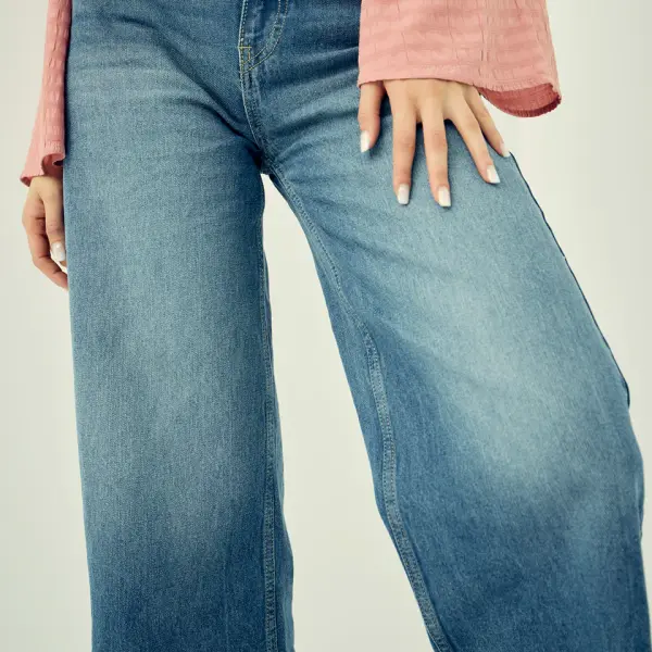 Cotton Blue Straight Flared Denim