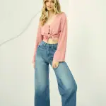 Cotton Blue Straight Flared Denim